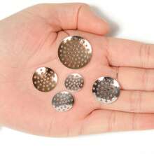 50pcs Round Hollow Metal Tray, Perforated Disc Base, Handmade Metal Brooch DIY Jewelry Accessories - Round Hollowed-out Tray - View 3