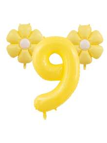 3pcs Giant 40 Inch Lemon Yellow Number 0-9 Balloon Set, Includes 18 Inch Fresh Daisy Balloons, Suitable For Birthday, New Year, Anniversary, Anniversary Party Decoration, 40 Inch Large Number Birthday Balloons - Number - View 11