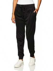 Hanes Pantalones de chándal de Forro Polar con Bolsillos Pantalones para Mujer - Negro sólido/ negro jaspeado - Ver 2