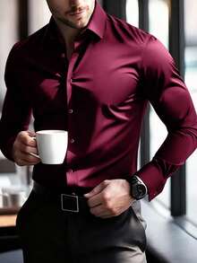 anfinity Mode Elegante camisa de vestir blanca de manga larga para uso formal o de oficina con cuello de camisa, camisas de negocios, camisa casual de negocios para hombres, otoño, ceremonia - Blanco - Ver 20