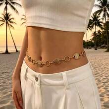 1Pc Niche Vintage Antique Gold Splicing Waist Chain For American Western Denim Outfit - Antique Pattern Gold - View 4