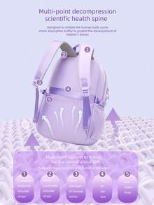 1pc Large Capacity Girls Backpack, Casual Fashion Backpack, 15.6 Inch Laptop Backpack, Girl's Shoulder Bag, School Backpack, With Luggage Strap, Outdoor Travel Bag, Suitable For Teenage Girls, School And Travel - Purple - View 9