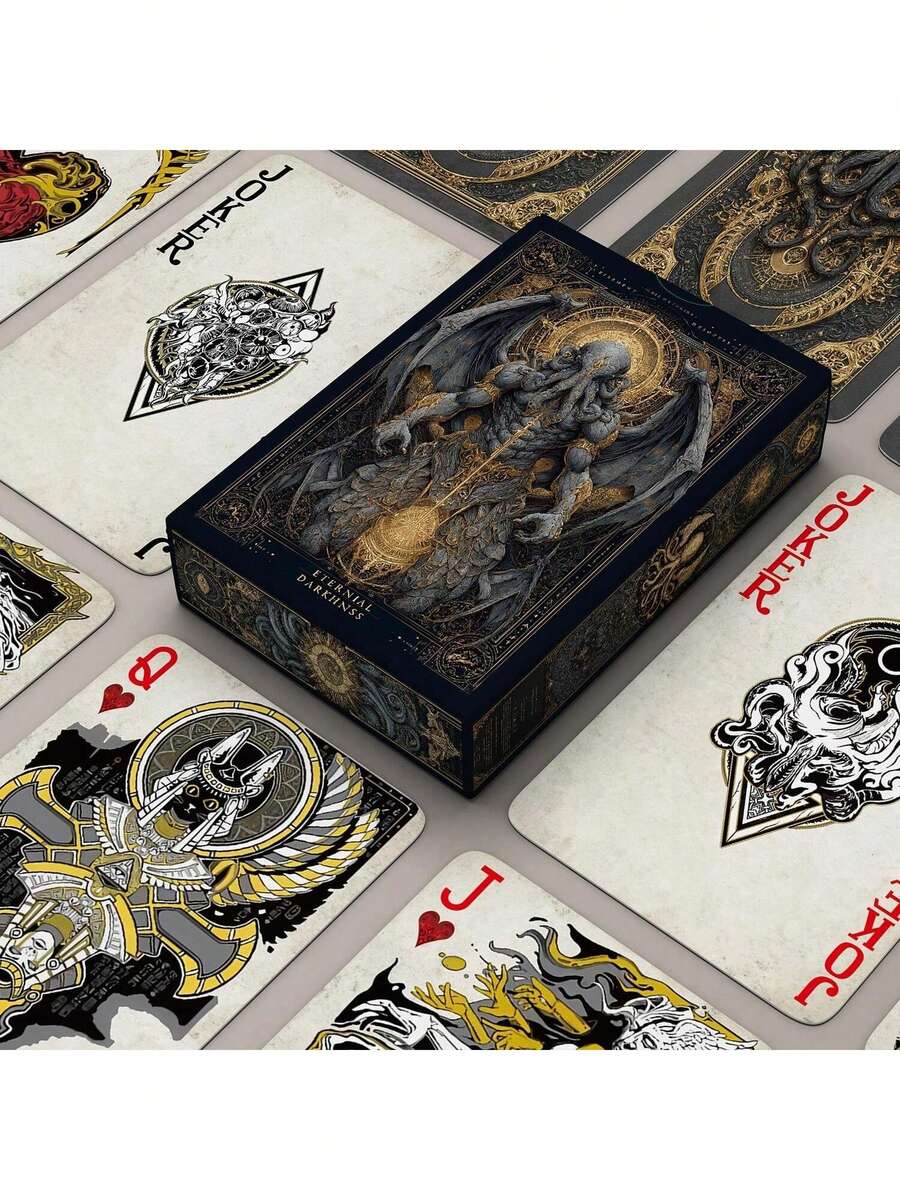YFOPEN Cthulhu Themed Playing Cards, Incorporating Dominators, Tentacles, Ancient Ruins And Other Eerie Elements, Dark Vintage Art Style Creating Mysterious Atmosphere, Unique And Distinctive Card Faces, Suitable For Cthulhu Enthusiasts Collection, Themed Board Games, Dark Style Display - Multicolor - View 1