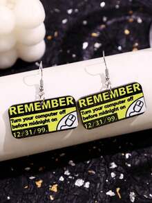 1對獨特趣味古怪精緻勵志優雅 REMEMBER 口號雛菊壓克力垂墜耳環 女款日常配戴飾品 - 彩色 - 查看 6