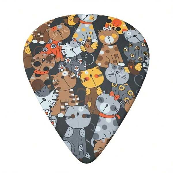 6pcs Cute Cat Full Print Pattern Guitar Picks Set 0.96mm Standard Thickness Wear-Resistant Performance Picks Suitable For Acoustic Electric Guitar Bass Gift For Cat Lovers Niche Highly Attractive Music Gift