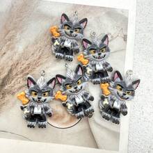 6件樹脂萬聖節狼人吊墜，適合DIY珠寶製作，完美適合作為派對配件、耳環、項鍊、包包吊飾 - 拿骨頭狼巫師吊墜 - 查看 5