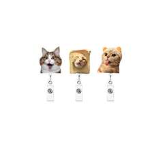1pc/2pcs/3pcs Acrylic Cat Retractable Rotating Badge Reel Keychain ID Holder For Doctors And Nurses - Multicolor C - View 16