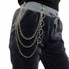 1PC Gold Star Pendant Multi-Layer Men's Pants Chain, Party Street Hip-Hop Outfit Accessory Personalized Metal Jeans Chain - Silver - View 4