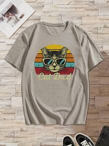 Men'S Summer T-Shirt With Cat Dad Design - 白色 - 查看 8