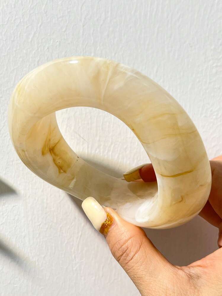 Brazalete de resina transparente asimétrico cuadrado geométrico, brazalete de aleación joyería para mujer - Multicolor 3 - Añade 6