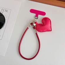 Ins Fashion Creative Leather Heart-Shaped Bag Charm, Heart Keychain, Phone Case Strap, Couple Backpack Pendant, Suitable For Phone Lanyard, CCD Camera Hanging Chain, Bag Decoration, Creative Anti-Loss Wrist Strap - Multicolor - View 12