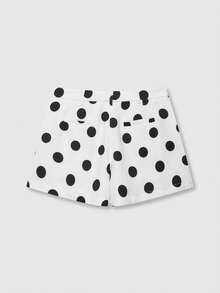 High Waist Polka Dot Print Pleated Casual Shorts Summer White - White - View 2