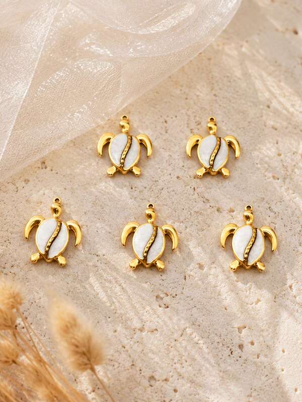 2/3/5pcs 18K Gold Plated Oil-Drip Turtle Pendant Set DIY Necklace Bracelet Anklet Earring Accessories