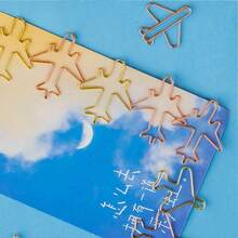 10/20/40pcs Creative Airplane Shaped Gold Rose Color Metal Paper Clips, Office Supplies, Suitable For Planner, Notebook, Card Packaging, Office School Stationery Gift - Airplane - View 2