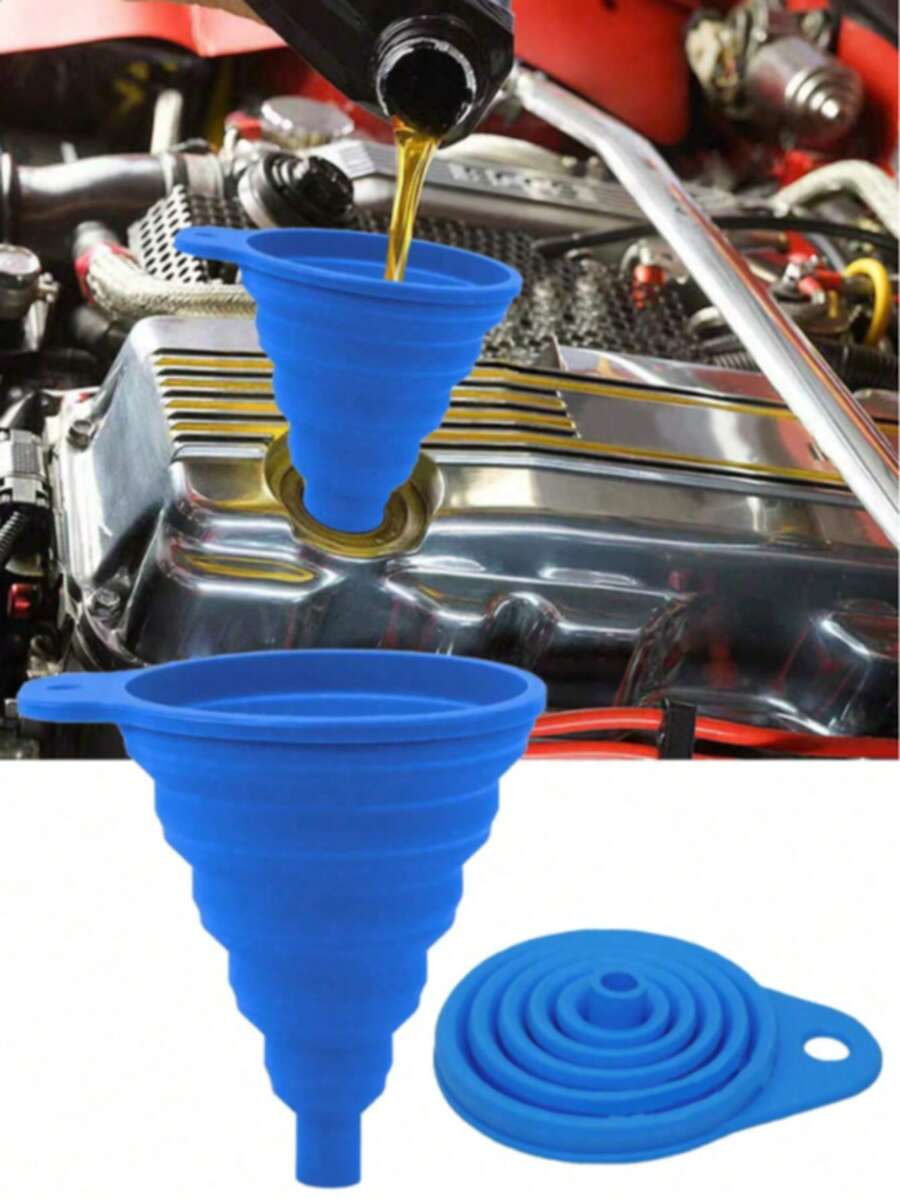 Universal Silicone Liquid Funnel For Car Engine Oil And Gasoline Replacement, Foldable Portable Cleaning Fluid Funnel - A - View 1