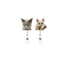 1pc/2pcs/3pcs Acrylic Cat Retractable Rotating Badge Reel Keychain ID Holder For Doctors And Nurses - Multicolor C - View 17