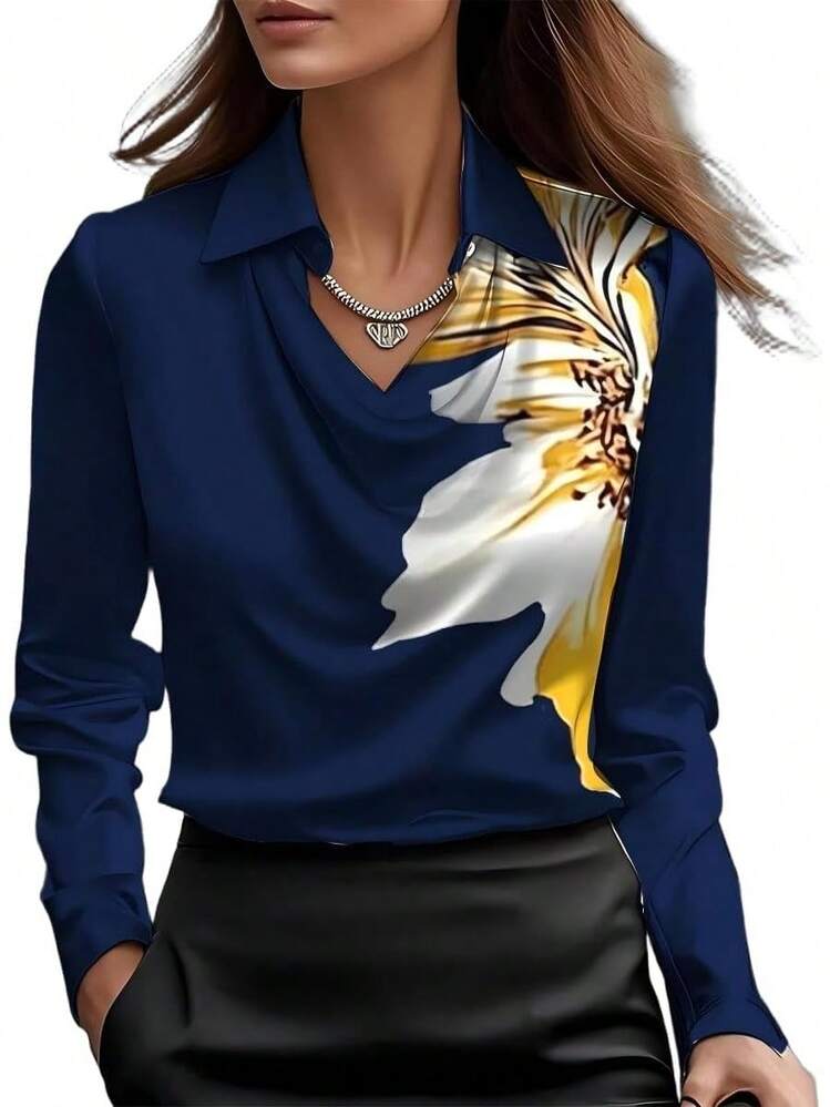 sa de satén con cuello dudete para mujer Genérico – Elegantes blusas de seda de manga larga, camisas de trabajo casuales y elegantes para oficina, invitadas de boda y atuendos escolares 2025 - Negro - Añade 12
