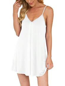 Camisón AUHEGN para Mujer, Ropa de Dormir Holgada, Vestido de Pijama con Cuello en V, Camisón Suave sin Mangas - Púrpura/Ombre Force. - Ver 6