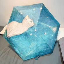 1件裝貓咪印花迷你口袋摺疊傘，防曬防雨，適合戶外旅行 - 貓咪膠囊 - 查看 3