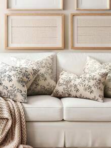 1 Stück eleganter floraler olivgrüner Kissenbezug, dekorativer Kissenbezug im Landhausstil, Akzentkissenbezug für Sofa, Schlafzimmer, Wohnzimmer, Studentenwohnheim, Heimdekoration - Olivgrün - Übersicht 7