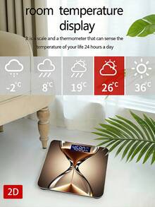 Báscula electrónica pequeña y duradera de precisión para el hogar 2D, báscula corporal para pérdida de peso, pantalla LED de alta definición, capacidad máxima hasta 396.83 lbs - A - Ver 5