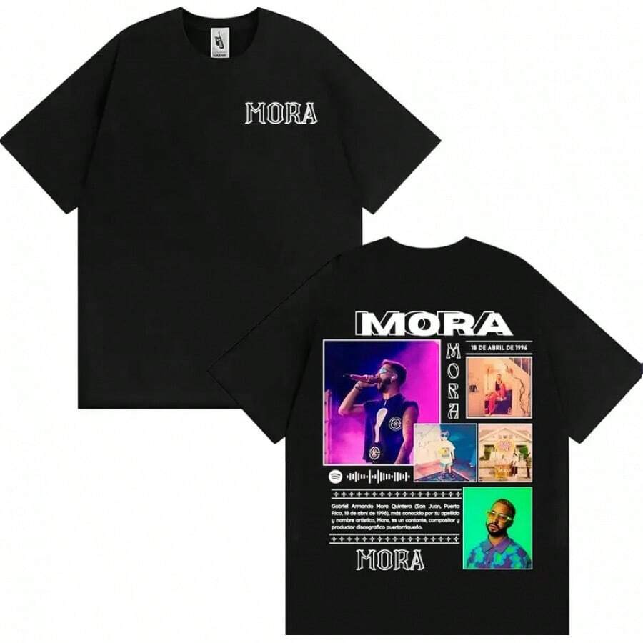 Mora Lo Mismo De Siempre Album Tour Merch T-Shirts pour hommes et femmes, T-shirt de mode gothique de rue, coton, confort, T-shirt oversize - Noir - Voir 1
