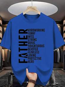 Men's Short-Sleeved T-Shirt, Summer, Comfortable, Made Of Micro-Elastic Polyester Fabric, Fashionable, Casual, Versatile, With Popular Print And Round Neck. - 寶藍色 - 查看 1
