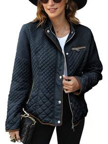 Bellivera Chaqueta acolchada ligera acolchada, abrigo de burbuja de moda otoño invierno para mujer - Azul marino - Ver 15