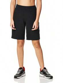 Danskin Bermudas Esenciales de Cintura Ancha Bermudas Mujer - Negro - - Ver 1