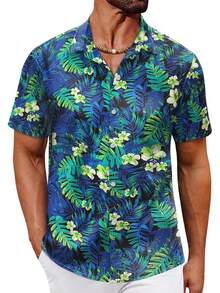 Ropa Playa Hombre Camisa Hawaiana - Manga Corta con Botones Estampado De Playa Tejido Transpirable para Vacaciones Fiestas Viajes Playa - Víspera de Todos los Santos - Ver 9