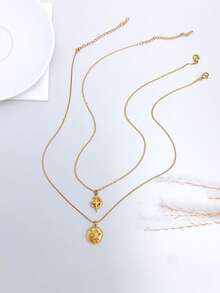 Stainless Steel Waterproof Fade-Resistant Vintage Cute Small Sun Moon Star Pattern Pendant Necklace Suitable For Women's Daily Wear - Gold - View 14