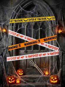 3 Rolls 5m Halloween Horror Warning Tape, Pirate Print Horror Caution Line, Suitable For Horror Zombie Party Outdoor Crime Scene Decoration, Holiday Supplies, Indoor Decoration, Outdoor Decoration, Halloween Party Decoration Supplies - Halloween Mix - View 10