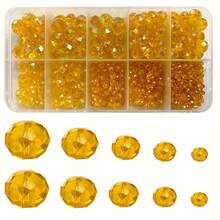 1 Caja de Juego de Cuentas de Cristal AB - Tamaños Surtidos 3/4/6/8/10mm, Cuentas Espaciadoras Facetadas para Hacer Joyas DIY, Pulseras & Colgantes - A - Ver 8