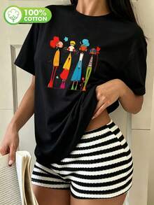 2026新款女款純棉T恤 - 寬鬆版型、圓領、印花短袖上衣。觸感柔軟，日常休閒穿搭必備黑色夏季款 - 黑色 - 查看 7