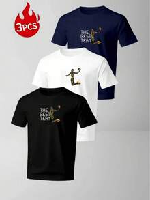 Camisetas de Cuello Redondo con Estampado para Hombre - Estampados Gráficos Elegantes, Camisetas de Manga Corta con Cuello Redondo, Ropa Casual, Solo se envía una. - Negro - Ver 1