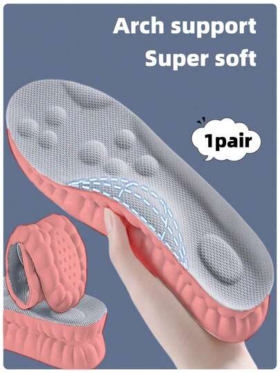 Plantillas deportivas de látex 4D suaves de alta elasticidad, almohadillas para zapatos transpirables para correr y baloncesto, insertos de soporte de arco, unisex, 1 par