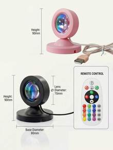 1pc USB Powered RGB Floor Lamp, Telescopic 16-Color Sunset Atmosphere Projector Light, LED Sunset Atmosphere Light, Sunset Effect Projector, Room Decoration Night Light, Multi-Color Projector, Room Ambient Decorative Lighting, With Remote Control, Multiple Color Changes, Rotatable, Suitable For Decoration, Photography Party, Bedroom Home Decor, Room Decoration, Party Wall Decoration Light - Large Remote Control - Sunset Projector - View 11
