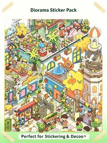 New Large Size DIY Scene Stickers,Premium Special Oil Craft Kawaii Town Landscape Stickers,Cute Scenery Stickers,Adults Craft Stickers,Summer Trending Urban Diorama Stickers,Summer Vacation Back To School DIY Crafts Holiday Birthday Gift Stationery - A - View 4