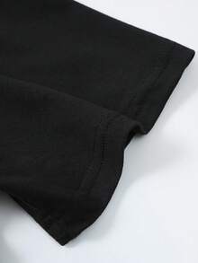 Letter Print T-Shirt, Tees For Men, Casual Short Sleeve T-Shirt For Summer - Hitam - View 4