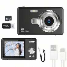 Cámara de video digital de bolsillo con zoom 16X, detección facial, enfoque automático, 4K, pantalla de 2.4" y recargable de 50MP - Ver 19