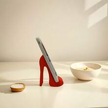 1pc 3D Printed Red High Heel Phone Stand, Suitable For Office Desk Decor, Bedroom Bedside Creative Slouchy Support Bracket - F - View 4