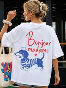 Women's Casual Summer T-Shirt 2026. New Women's T-Shirt With Round Neck And Dropped Shoulders, Oversized Style, Available In Multiple Colors And As A Summer Outfit For Women. - 白色 - 查看 1
