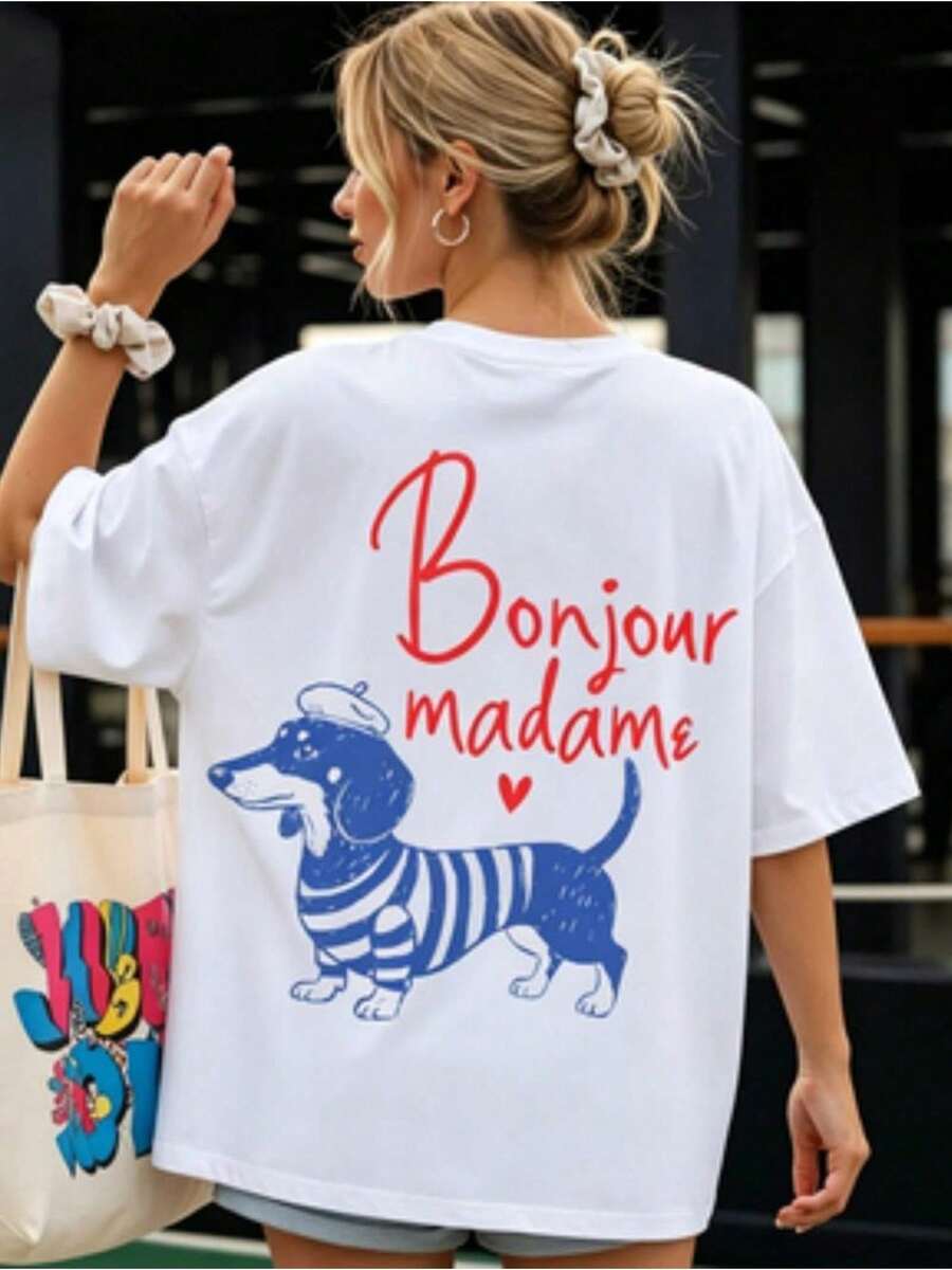 Women's Casual Summer T-Shirt 2026. New Women's T-Shirt With Round Neck And Dropped Shoulders, Oversized Style, Available In Multiple Colors And As A Summer Outfit For Women. - 白色 - 查看 1