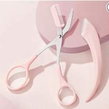 眉毛剪刀附梳子與彎曲刀片套組,便攜式精準修眉組合套件,適用日常化妝修容,鋒利不鏽鋼美容工具組,眉形修整與面部毛髮去除配件 - A - 查看 6