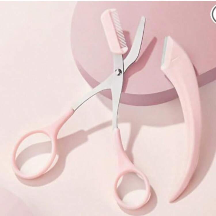 Eyebrow Scissor With Comb & Curved Blade Set, Portable Precision Brow Trimming Combination Kit For Daily Makeup Grooming, Sharp Stainless Steel Beauty Tool Set For Eyebrow Shaping & Facial Hair Removal Accessories. - A - View 5
