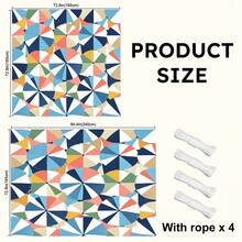 1pc Beach Umbrella Pattern Sunshade Canopy, Modern Style, Colorful, Large Size, UV Protection, Sturdy And Durable, Easy To Install, Suitable For Beach, Garden, Patio, Includes Rope - Multicolor - View 2
