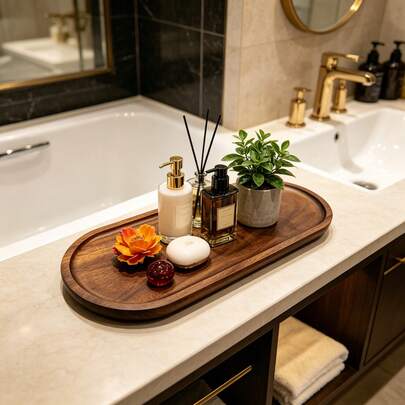 1pc Wooden Tray, Serving Plate, Multi-Functional Dish, Suitable For Home, Restaurant And Party Use, Can Be Used As Breakfast Tray, Cake Tray, Bread Tray, Kitchen Tray, Tea Set Tray, Kitchen Supplies, Christmas Gift