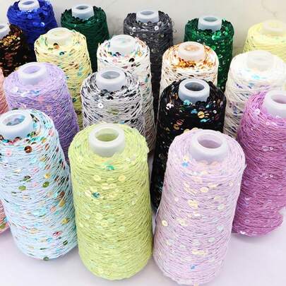 Mixed 3&6mm Sequin Cotton Yarn, 50g Per Ball DIY Knitting Yarn