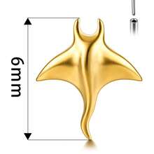 1PC ASTM F136 Titanium Manta Ray Flat Back Stud Push-In Internal Thread Labret Piercing Ear Cartilage Helix Jewelry - Threadless - View 5
