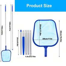 Pool Skimmer Net Set, Adjustable 5-Section 48-Inch Telescopic Aluminum Alloy Pole, Dense Pond Cleaning Net, Fine Mesh Leaf Net, Suitable For Garden Ponds And Hot Tubs, Blue, For Pool Maintenance And Cleaning, Essential Pool Maintenance | Professional Pool Equipment | Durable Pool Net | Pool Cleaning Tools - 6-chaowang - View 6